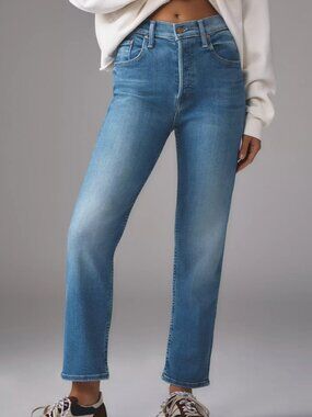 Mother The Rambler High-Rise Zip Flood Jeans [NEW]